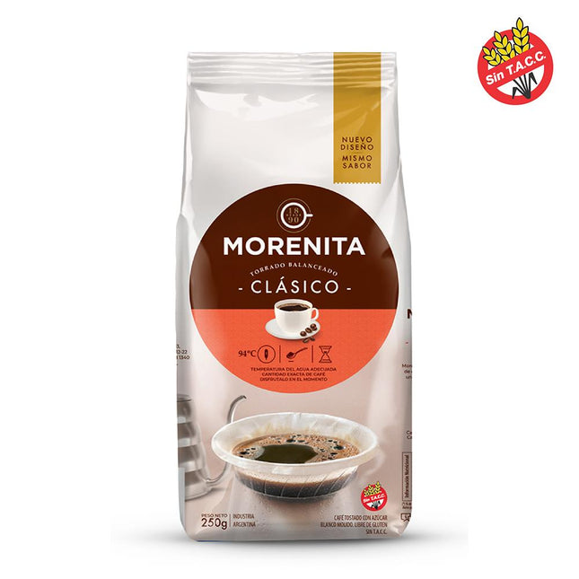 Café molido Torrado balanceado Clásico Sin TACC La Morenita, 250 g / 8,81 oz