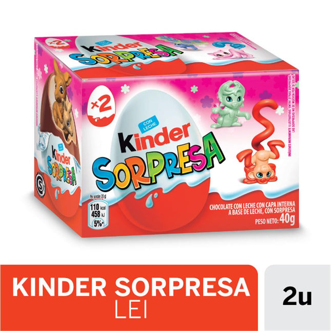 Huevo de Chocolate Kinder Sorpresa, 20 g / 0,70 oz (Caja de 2 unidades)