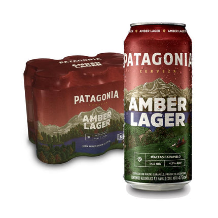 Pack x6 Cerveza Patagonia Amber Lager 473 ml – Cerveza roja argentina – Envío internacional