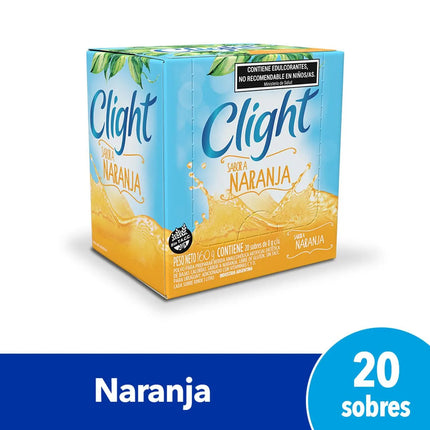 Jugo Clight sabor Naranja Sin TACC, 7 g / 0,24 oz (Caja de 20 sobres)