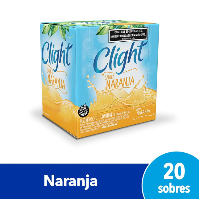 Jugo Clight sabor Naranja Sin TACC, 7 g / 0,24 oz (Caja de 20 sobres)