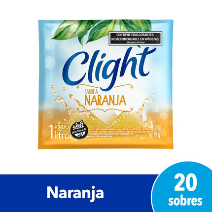 Jugo Clight sabor Naranja Sin TACC, 7 g / 0,24 oz (Caja de 20 sobres)