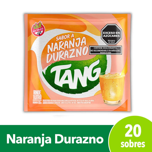 Tang Orange and Peach Flavored Juice, 18 g / 1.76 oz (Box of 20 sachets)