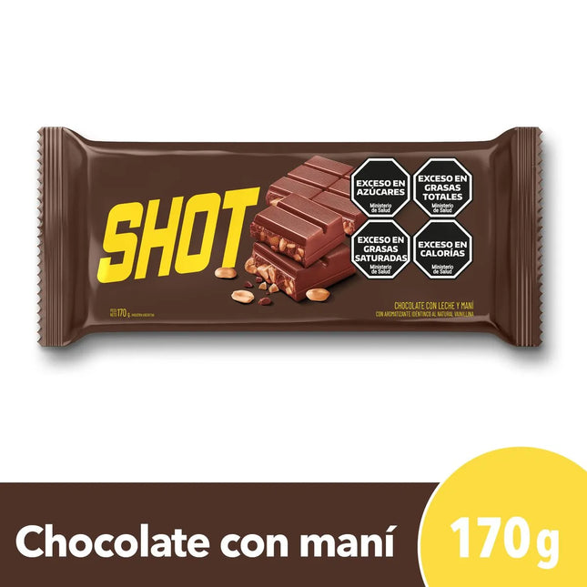 Chocolate Shot con Leche y Mani, 170 g / 6 oz (Pack 3 unidades)