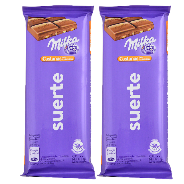 Chocolate con Castañas con Caramelo Milka, 55 g / 1,94 oz (2 unidades)