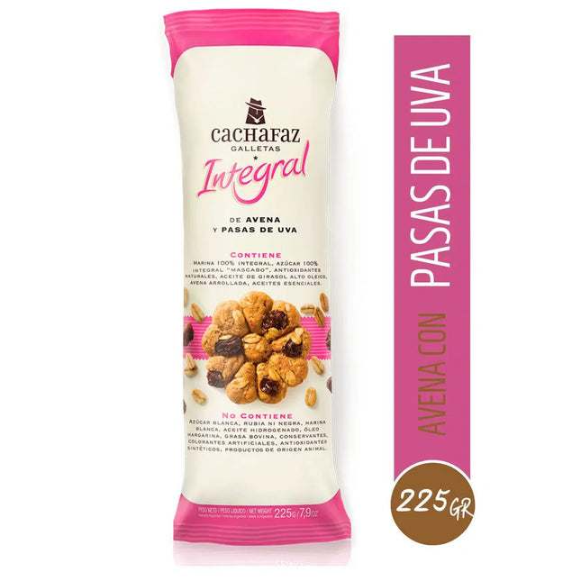 Galletitas con Avena y Pasas Integral Cachafaz, 225 g / 7,93 oz (6 unidades)