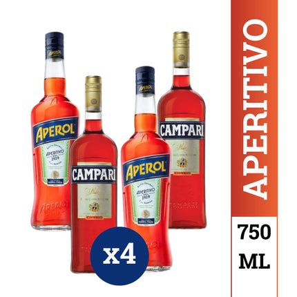 Combo Aperol y Campari 750 ml – Pack x4 – Aperitivos italianos con envío internacional