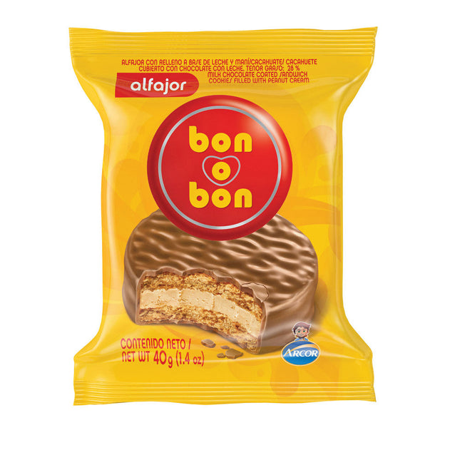 Alfajor de chocolate Bon o Bon Simple, 40 g / 1,41 oz (Paquete de 6 unidades)