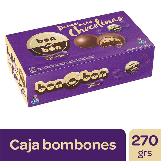Caja Bon o Bon de Chocolate con Chocolinas Arcor, 270 g / 9,52 oz