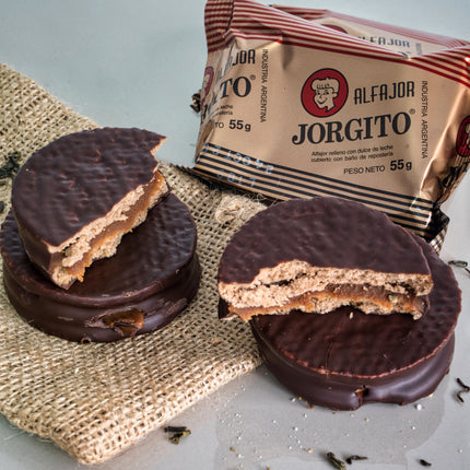 Alfajor Jorgito de Chocolate Negro con Dulce de leche, 55 g / 1.94 oz  (Paquete de 12)