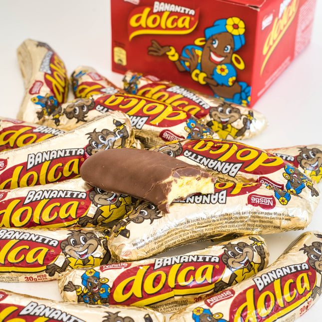 Bananita Dolca Crema de Banana Rellena de Chocolate, 30 g / 1,05 oz (Caja de 16)