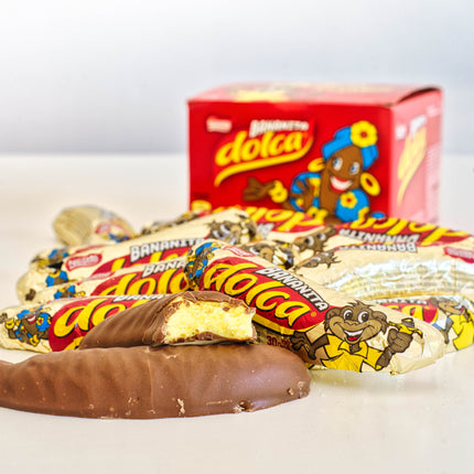 Bananita Dolca Crema de Banana Rellena de Chocolate, 30 g / 1,05 oz (Caja de 16)