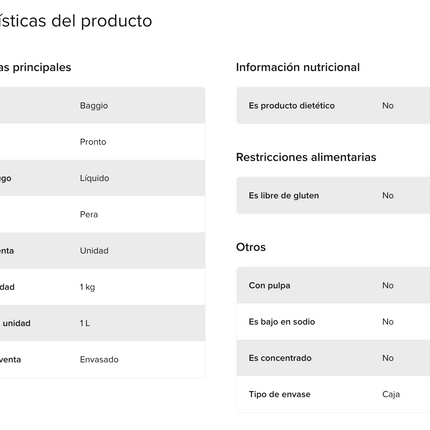 Jugo Baggio Pronto Pera, 1 L