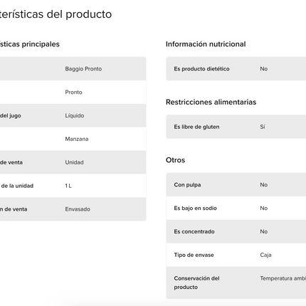 Jugo Baggio Pronto Manzana, 1 L