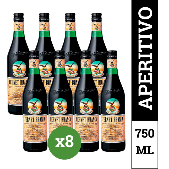 Combo 8 Fernet Branca 750 ml – Aperitivo argentino – Envío internacional