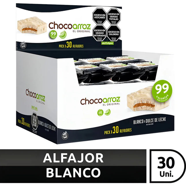 Gluten-Free White Chocolate Alfajor made with puffed rice, 22 g (pack of 30)