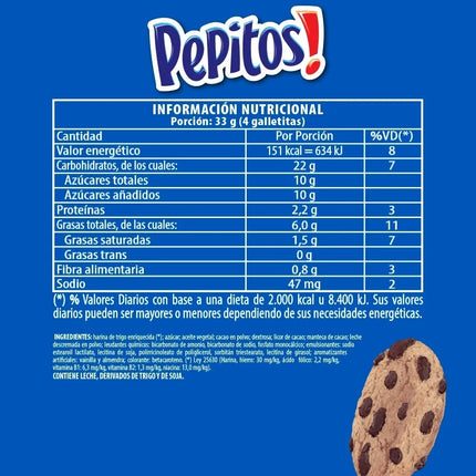 Galletitas Dulces Pepitos de Vainilla con chips de chocolate, 118 g / 4,16 oz (Pack 3 unidades)