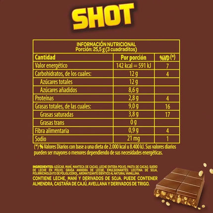 Chocolate Shot con Leche y Mani, 170 g / 6 oz (Pack 3 unidades)