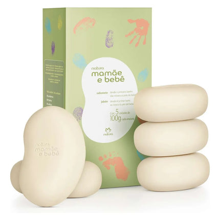Natura Jabones Mama e Bebe, Caja de 5 x 100 gramos / 3,52 oz