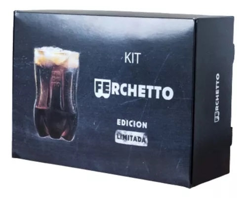 Kit - Vaso Fernet Ferchetto Botella Cortada + Posa Vaso + Revolvedor (2 Unidades) (Impuestos incluidos)
