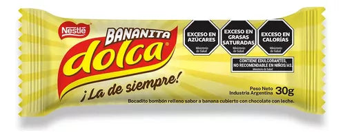 Bananita Dolca Crema de Banana Rellena de Chocolate, 30 g / 1,05 oz (Caja de 16)