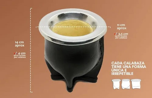 Mate Uruguayo de calabaza artesanal con bombilla Pico de loro