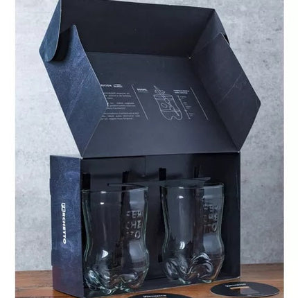 Kit - Vaso Fernet Ferchetto Botella Cortada + Posa Vaso + Revolvedor (2 Unidades) (Impuestos incluidos)