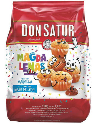 Magdalenas Don satur Vainilla rellenas con Dulce de Leche, 220 g / 7,76 oz (Paquete 2 unidades)
