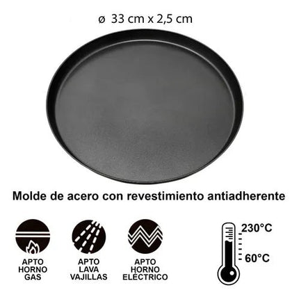 Pizzera asadera Antiadherente Negra