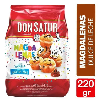 Magdalenas Don satur Vainilla rellenas con Dulce de Leche, 220 g / 7,76 oz (Paquete 2 unidades)