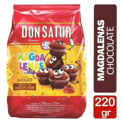 Magdalenas Don Satur Chocolate rellenas con Dulce de Leche, 220 g / 7,76 oz (Paquete 2 unidades)
