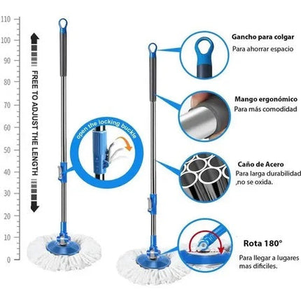 Balde trapeador de piso con mopa regulable 7 L