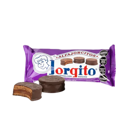 Alfajor Jorgito Mini de Chocolate relleno con Mousse, presentación 128 g / 4.51 oz