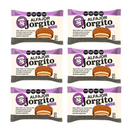 Jorgito Alfajor de Mousse de Chocolate – Pack 6 x 45 g / 1.6 oz