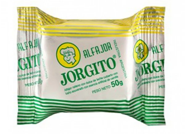 Jorgito White Alfajor with dulce de leche and sugar coating, 50 g (Pack of 12)