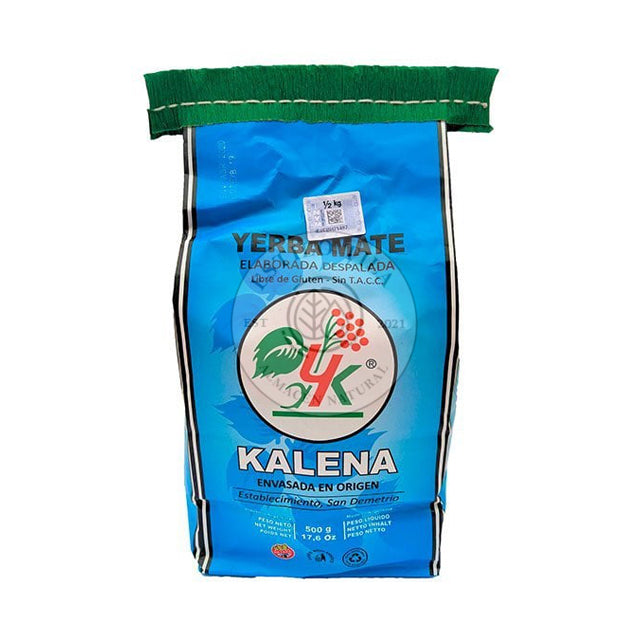 Yerba mate Kalena Suave Orgánica sin palo Sin TACC, 500 g / 17,63 oz (Paquete Azul)