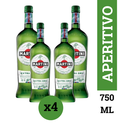 Martini Extra Dry Vermouth Pack x4 botellas 1000 ml aperitivo italiano seco herbal y cítrico ideal para cocktails Dry Martini