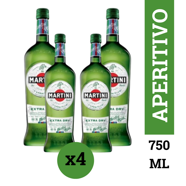 Martini Extra Dry Vermouth Pack x4 botellas 1000 ml aperitivo italiano seco herbal y cítrico ideal para cocktails Dry Martini