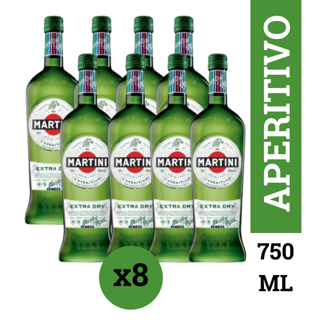 Martini Extra Dry Vermouth Pack x8 botellas 1000 ml aperitivo italiano seco herbal y cítrico ideal para cocktails Dry Martini