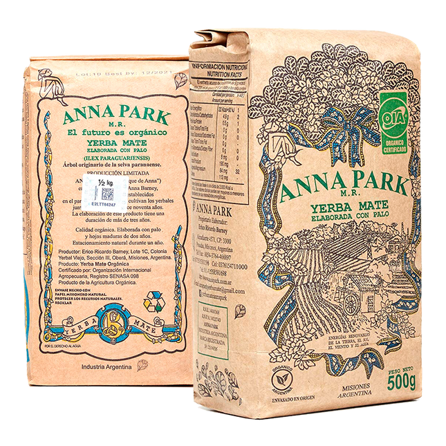 Yerba mate Anna Park Orgánica  Con Palo, 500 g / 17,63 oz