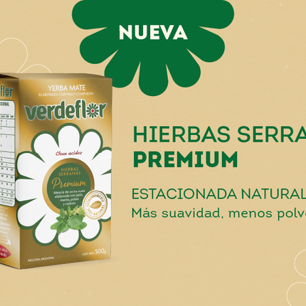Yerba Mate Verdeflor Hierbas Serranas Premium Sin TACC 500 g / 17,63 oz – Yerba Argentina Herbal Apta Celíacos
