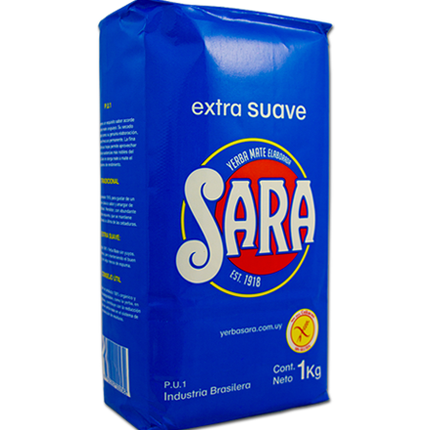 Yerba Mate Sara Extra Suave Sin TACC, 1 kg / 35,27 oz (Paquete Azul)