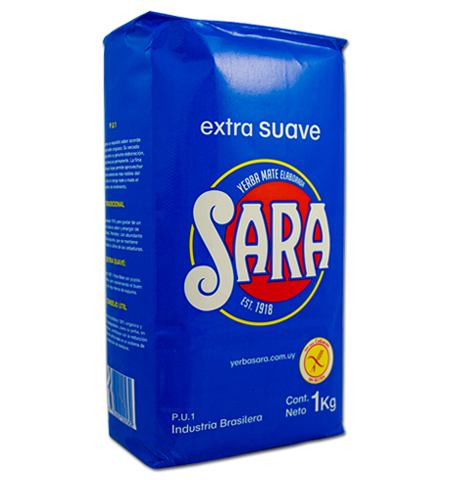 Yerba Mate Sara Extra Suave Sin TACC, 1 kg / 35,27 oz (Paquete Azul)