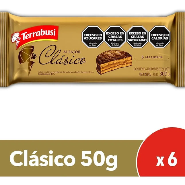 Alfajor Terrabusi Clásico de Chocolate, 50 g / 1,76 oz (Paquete de 6)