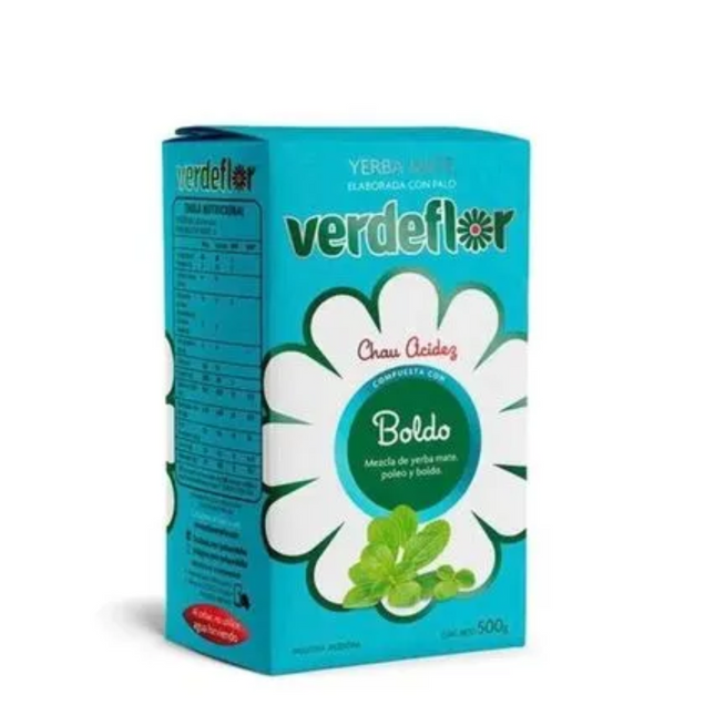 Yerba Mate Verdeflor con Boldo 500 g / 17,63 oz – Yerba Argentina con Sabor Herbal y Digestivo