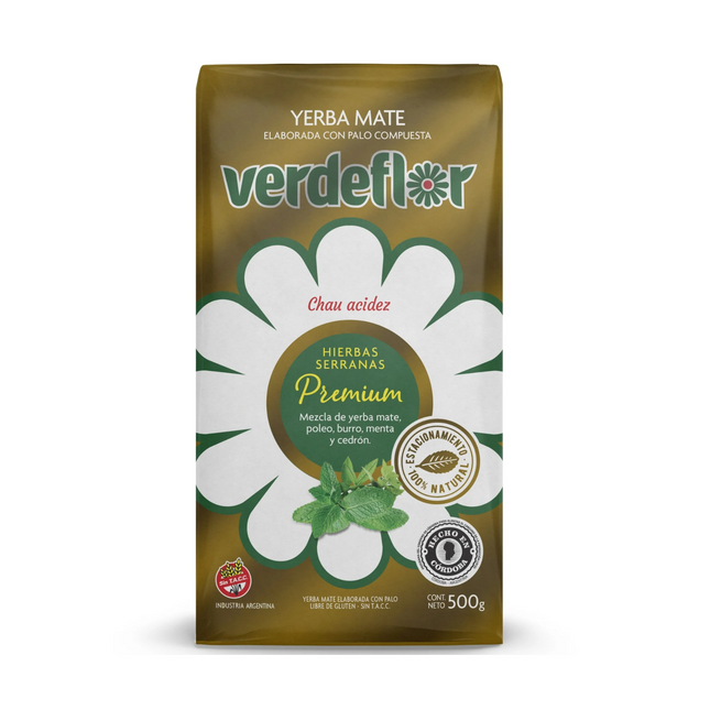 Yerba Mate Verdeflor Hierbas Serranas Premium Sin TACC 500 g / 17,63 oz – Yerba Argentina Herbal Libre de Gluten