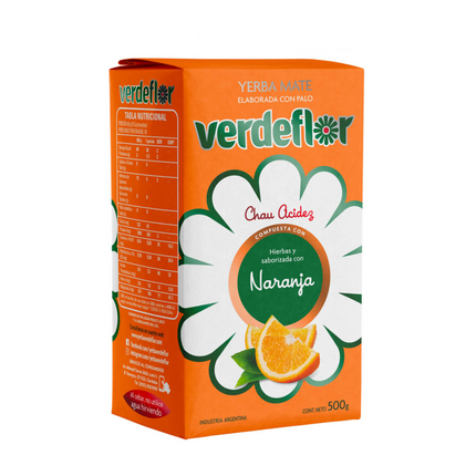 Yerba Mate Verdeflor Naranja 500 g / 17,63 oz – Yerba Argentina con Sabor Cítrico y Fresco