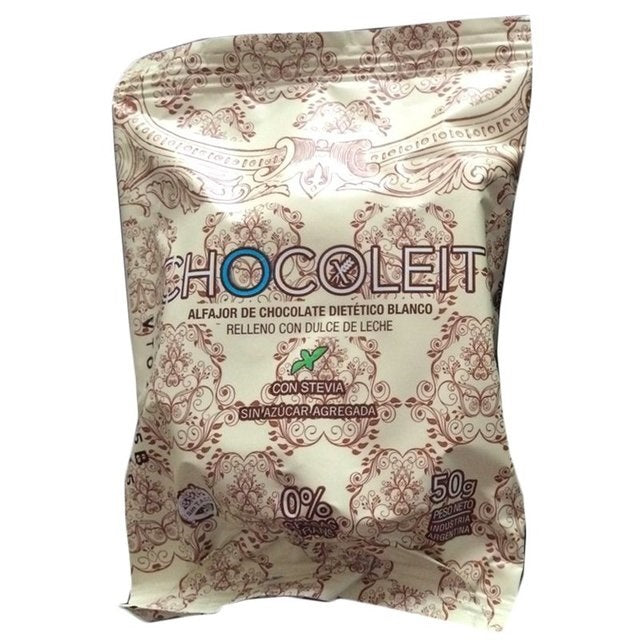 Alfajores Chocolate Blanco con Dulce de Leche Sin TACC Chocoleit, 50 g / 1,76 oz (Caja de 12)