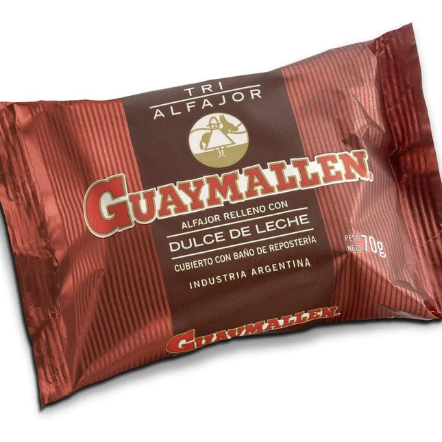 Alfajor Guaymallen Triple de chocolate Negro, 70 g / 2,46 oz (Paquete 6 unidades)