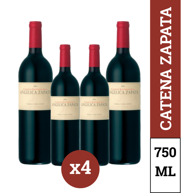 Pack x4 Angélica Zapata Vino Cabernet Sauvignon Alta 750 ml – vino argentino premium de Mendoza con notas de frutos negros, especias y final elegante